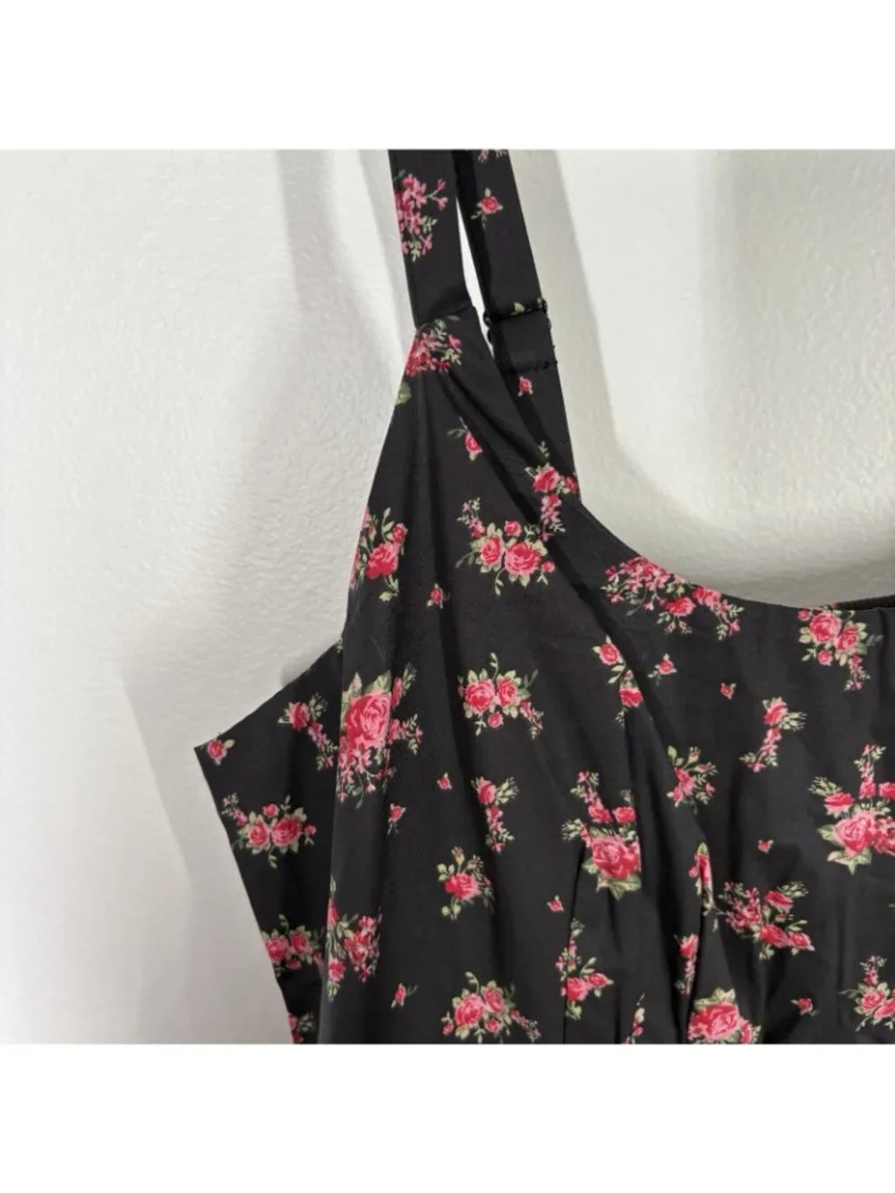 Retro Chic By Torrid Sz 00 US M/L 10 Black Floral Pin Up Belted Swing Dress NWT